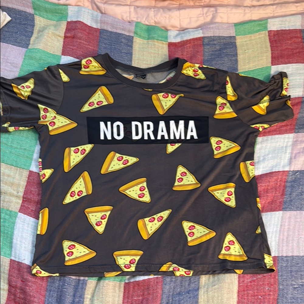 Pizza Print 'No Drama' T-Shirt